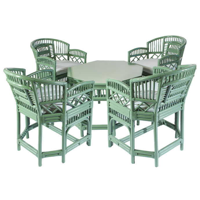 Brighton Pavilion Chair and table set Sprayed in high Gloss Farrow and Ball... Upholstered in Colefax and Fowler