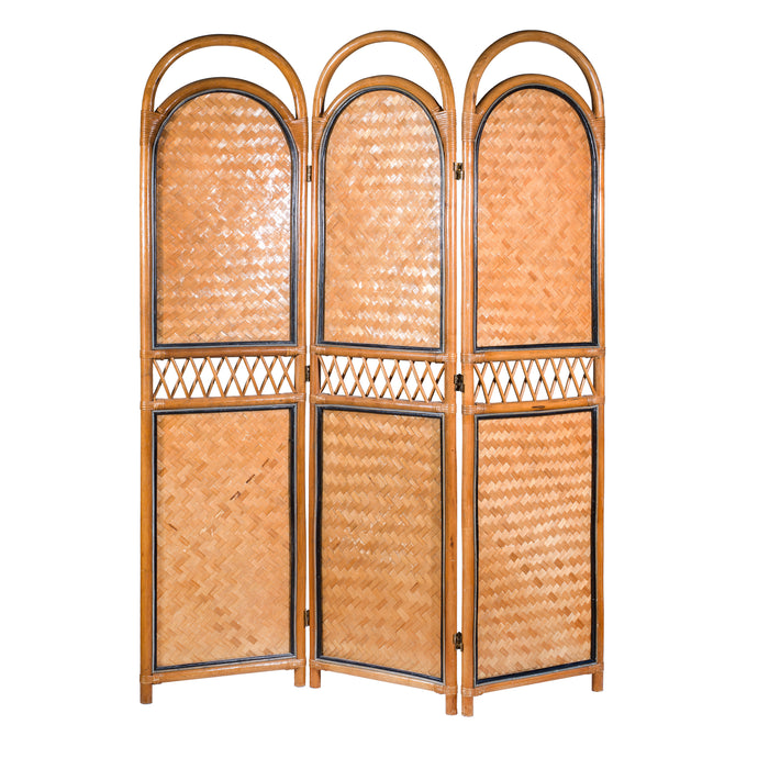 Triple Fold Vintage Bamboo Screen