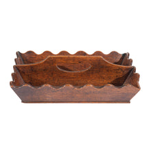 Load image into Gallery viewer, Antique Scalloped Oak Cutlery Tray