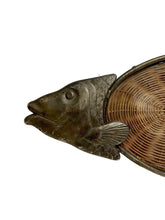 Load image into Gallery viewer, Vintage Rattan and Glass Fish Platter