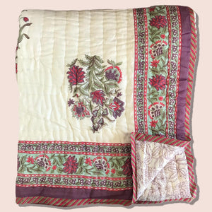 Hand Block Printed Indian Bedspread - BELLA