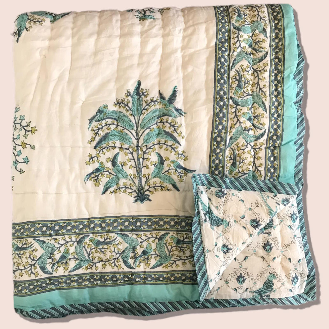 Hand Block Printed Indian Bedspread - CAMILLE