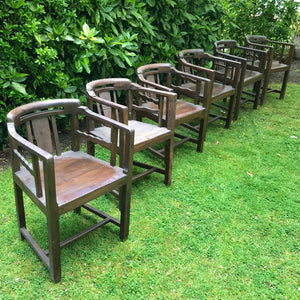 Vintage Heavy Wooden Chairs - Set of Six