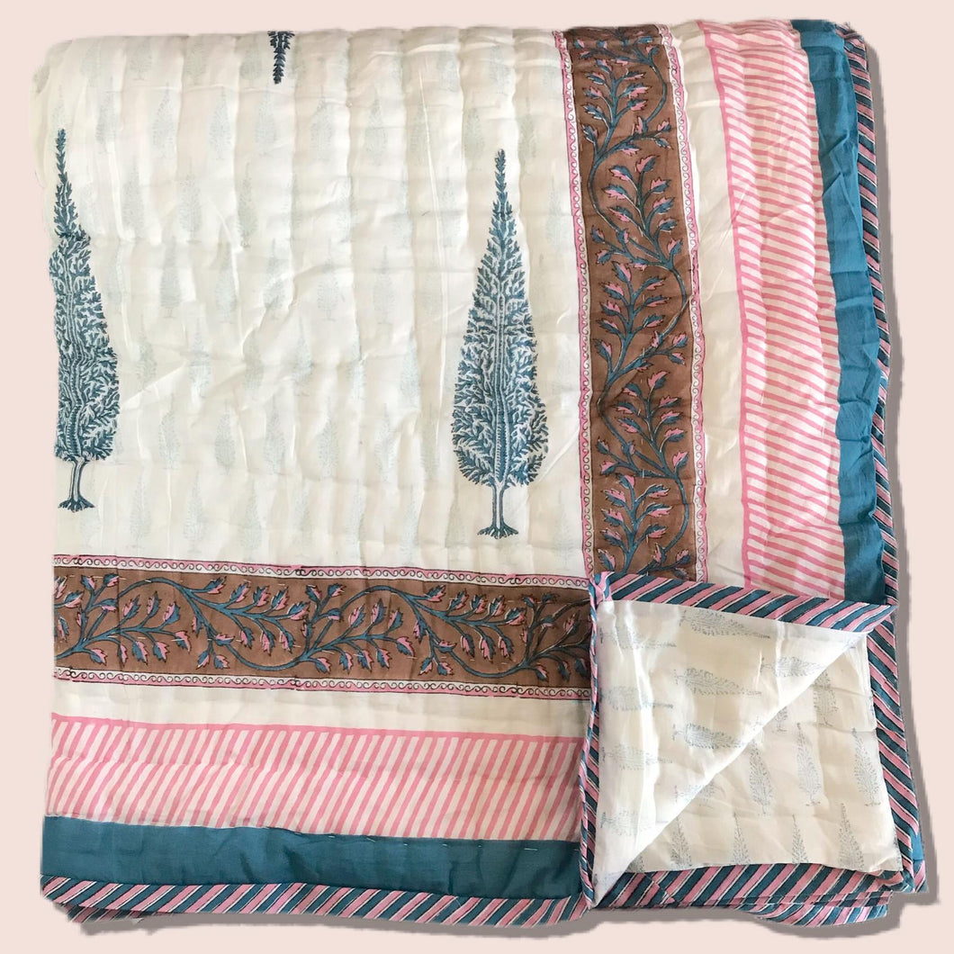 Hand Block Printed Indian Bedspread - COCO