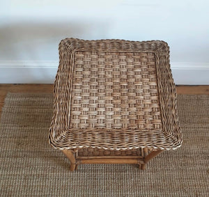 Vintage bamboo and rattan woven side table