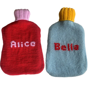 Handmade Knitted Personalised Hot Water Bottle Covers