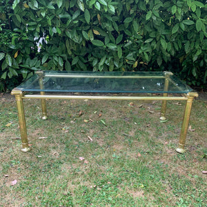 Mid-Century Brass Grecian Roman Column Coffee Table