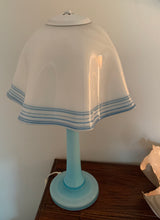 Load image into Gallery viewer, Vintage Mid-Century Milk Glass Handkerchief Lamp with Blue Glass detail