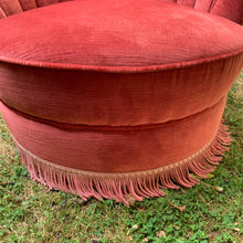 Load image into Gallery viewer, Vintage Tasseled Raspberry Scallop Shell Armchair