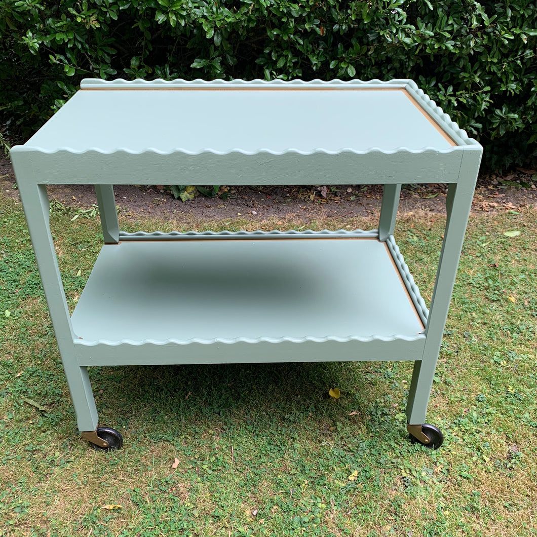 Two-Tier Vintage Scalloped Drinks Trolley