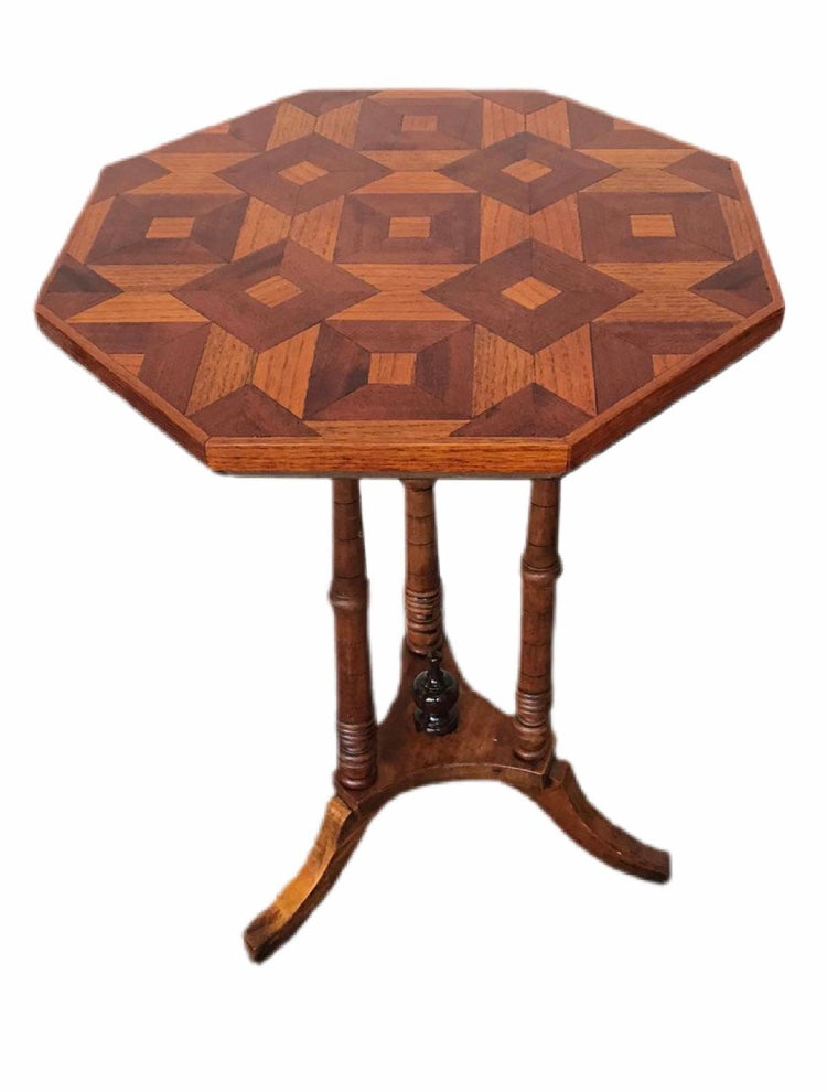 Vintage Octagonal Geometric Two Toned Occasional Table