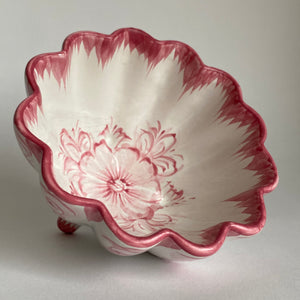 Pair of Hand Painted Italian Pink Scalloped Bowls