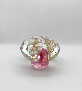 Vintage Pink and Gold Murano Mushroom Paperweight