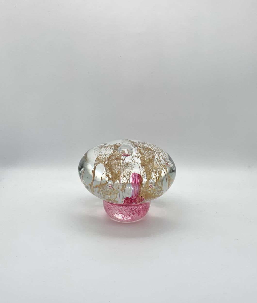 Vintage Pink and Gold Murano Mushroom Paperweight