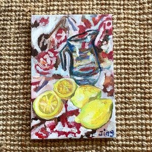 Impressionist Style Lemon and Jug Still Life Painting