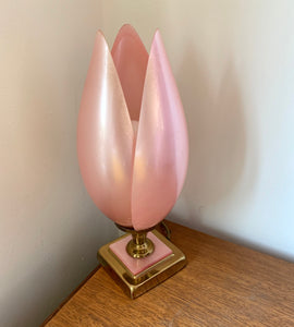 Vintage 1970s Novelty Pink Tulip Lucite Lamp