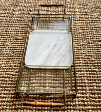 Load image into Gallery viewer, 1970s Italian Brass Glass and Marble Charcuterie Tray