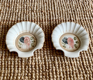 Six Ceramic Hand Painted Shell Dishes