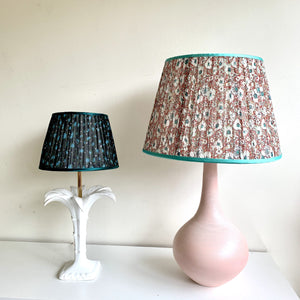 Red and Blue Floral Handmade Gathered Silk-lined Lampshades