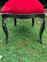 Load image into Gallery viewer, Hand Painted Ebonised Red Velvet Occasional Chair