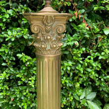 Load image into Gallery viewer, Vintage Tall Heavy Brass Column Table Lamp