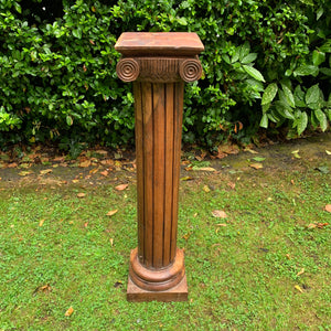 Heavy Mahogany Hand Carved Tall Column Plinth