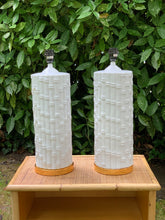 Load image into Gallery viewer, Pair of Tall White Ceramic Bamboo Lamp Bases