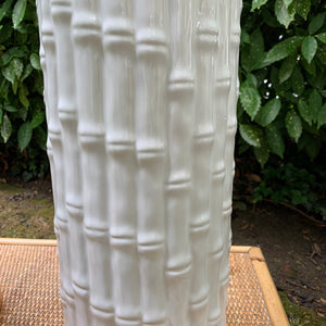Pair of Tall White Ceramic Bamboo Lamp Bases