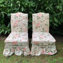 Load image into Gallery viewer, Pair of Vintage Floral Skirted Slipper Cocktail Chairs