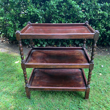 Load image into Gallery viewer, Vintage Three-Tiered Bobbin Style Drinks Trolley