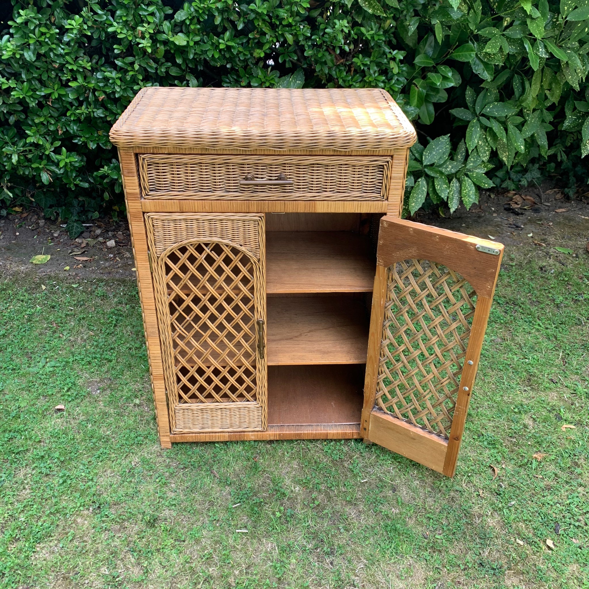 Vintage shop wicker armoire