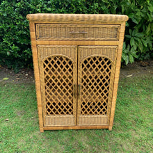 Load image into Gallery viewer, Vintage Wicker Bamboo Cabinet with Internal Shelving