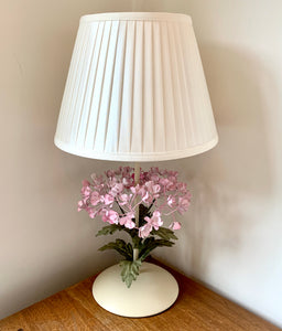 Italian Hydrangea Tole Table Lamp with Ivory Shade