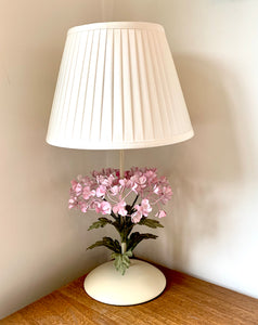 Italian Hydrangea Tole Table Lamp with Ivory Shade