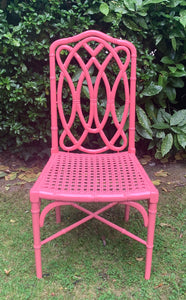 Pink Lacquered Bamboo and Cane Chair