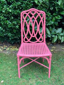 Pink Lacquered Bamboo and Cane Chair