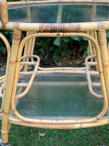 1970s Bamboo and Glass Drinks Trolley