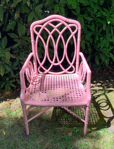 Pink Bamboo Lacquered Chair with Arms