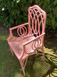 Pink Bamboo Lacquered Chair with Arms