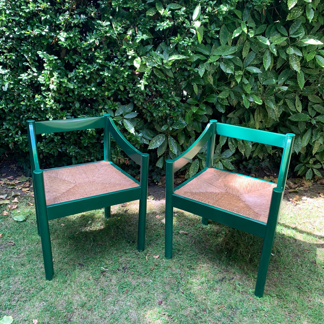 Pair of Vintage Vico Magistretti Hand Lacquered Chairs