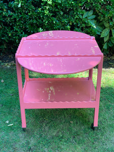 Pink Scalloped Hand Lacquered Drinks Trolley