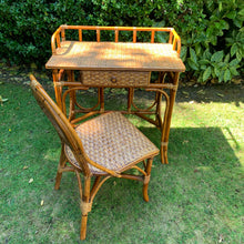 Load image into Gallery viewer, 1970s Bamboo and Wicker Desk and Chair