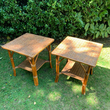Load image into Gallery viewer, Pair of 1970s Woven Bamboo Side Tables