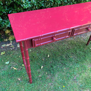 Hand Lacquered Burgundy Bamboo Console Table
