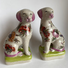Load image into Gallery viewer, Antique Pair of Hand Painted Floral Dog Bookends