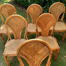 Load image into Gallery viewer, Six Rattan and Cane Dining Chairs in the style of Gabriella Crespi