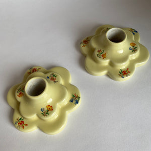 Vintage Scalloped Floral Candle Holders