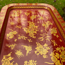 Load image into Gallery viewer, Vintage Chinoiserie Lacquered Red and Gold Floral Tray and Stand