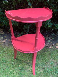 Small Two-Tiered Scalloped Lacquered Occasional Table