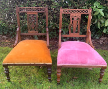 Load image into Gallery viewer, Pair of Antique Hand Carved Nursing Chairs